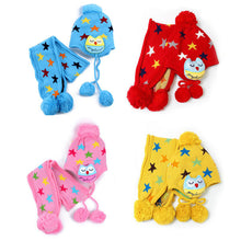 Kids Boys Girls Crochet Warm Beanie Five Pointed Star Baby Earflap Hat Scarf+Cap 2pcs J4U66