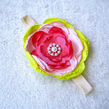 Kids Girl Baby Infant Big Flower Rose Rhinestone Headbands Hair Bow Band Headwear J4U66