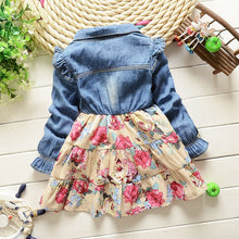 Kids Girl Long Sleeve Jeans Flower Dresses Demin Tutu Dress One-piece Y2 J4U66