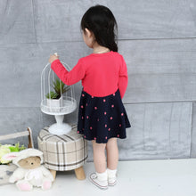 Kids Girl Princess Dress Floral Long Sleeve Fake Two Piece Dots Cotton Dress Girls Clothes 2-4Years J4U66