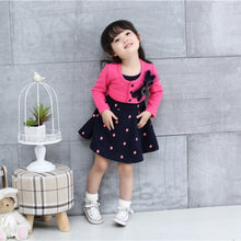 kids girl princess dress floral long sleeve fake two piece dots cotton dress girls clothes 2~4 years J4U66