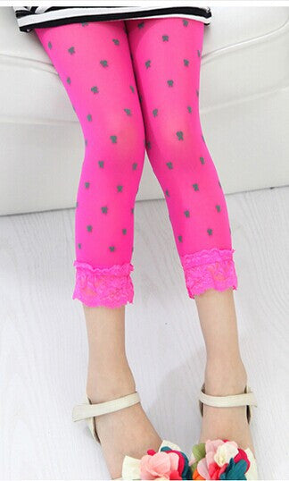 Kids Girl Velvet Leggings Flower Print 3/4 Length Legging Baby Girls Pants Clothes Gift  J4U66