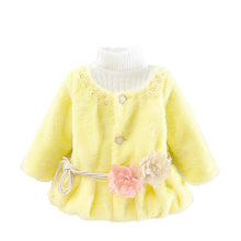 Kids Girls Baby Soft Faux Fur Fleece Warm Flower Belt Jacket Coat Outwear  J4U66