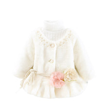 Kids Girls Baby Soft Faux Fur Fleece Warm Flower Belt Jacket Coat Outwear  J4U66