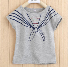 Kids Girls Children T Shirts Tops Tie Print Navy Pattern Short Sleeve T-shirts Clothes 1-5Years J4U66