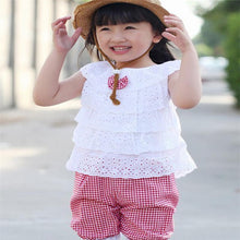 Kids Girls Clothing Sets Lace Children Girl Clothes Set T-Shirt + Lattice Shorts Pants Set Infant GarmentJFY66