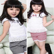 Kids Girls Clothing Sets Lace Children Girl Clothes Set T-Shirt + Lattice Shorts Pants Set Infant GarmentJFY66