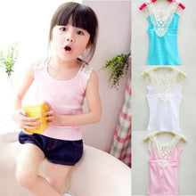 Kids Girls Crochet Hollow Out Floral Tops T Shirts Vest T-shirts Candy Color 0-3YJFY66