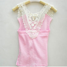 kids girls crochet hollow out floral tops t-shirtss vest t-shirtss candy color 0~3 years J4U66