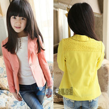 kids girls lace blazers jackets coats clothing solid color slim suits outwearcostume forchildren 2~7 years J4U66
