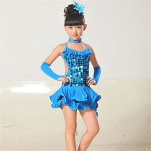 kids girls latin sets salsa tango sequin party dance dress skirt outfits J4U66