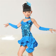 Kids Girls Latin Sets Salsa Tango Sequin Party Dance Dress Skirt Outfits Sz 5-9Y J4U66
