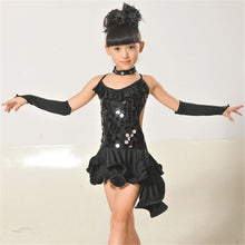 kids girls latin sets salsa tango sequin party dance dress skirt outfits J4U66