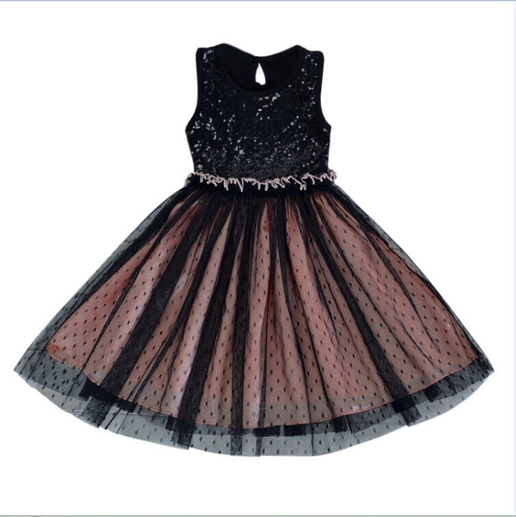 Kids Girls Tulle Dancing Tutu Dress Sequins Fancy Vest Puffy Dresses J4U66
