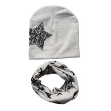 Kids Hat Scarf + Hats Set Cotton Scarf-collar Warm Beanies Star Print Infant Hats Scarf Sets Accessories J4U66