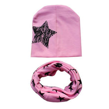 Kids Hat Scarf + Hats Set Cotton Scarf-collar Warm Beanies Star Print Infant Hats Scarf Sets Accessories J4U66