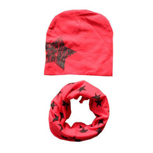 Kids Hat Scarf + Hats Set Cotton Scarf-collar Warm Beanies Star Print Infant Hats Scarf Sets Accessories J4U66