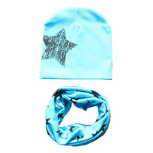 Kids Hat Scarf + Hats Set Cotton Scarf-collar Warm Beanies Star Print Infant Hats Scarf Sets Accessories J4U66