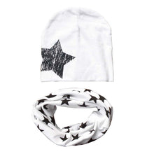 Kids Hat Scarf + Hats Set Cotton Scarf-collar Warm Beanies Star Print Infant Hats Scarf Sets Accessories J4U66