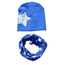 Kids Hat Scarf + Hats Set Cotton Scarf-collar Warm Beanies Star Print Infant Hats Scarf Sets Accessories J4U66