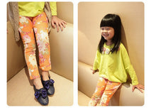 Kids Leggings For Girls New Girl Floral Skinny Pencil Pants Children Pants 100% Cotton J4U66