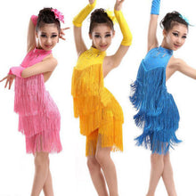 Kids Tasseled Ballroom Latin Salsa Dancewear Girls Party Dance Costume Dress  J4U66