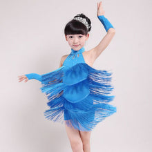 Kids Tasseled Ballroom Latin Salsa Dancewear Girls Party Dance Costume Dress  J4U66