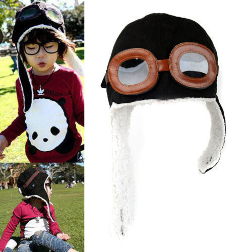Kids Toddler Pilot Aviator Cap Fleece Hats Earflap Warm Unisex BeanieJFY66