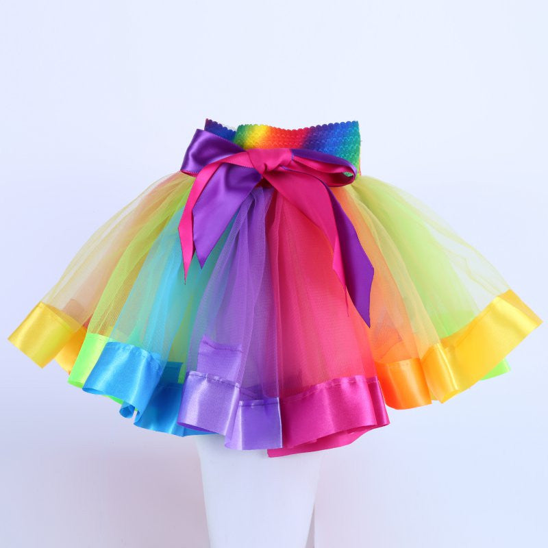 Kids Tutu Skirt Tulle Dance Ballet Skirts Wear Girls Toddler Rainbow Costume J4U66