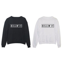 killin it hoody pullovers black white women sweatshirts tops clothing letter print hoodies J4U66