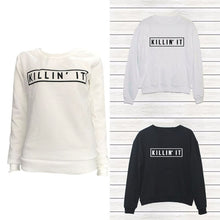 killin it hoody pullovers black white women sweatshirts tops clothing letter print hoodies J4U66