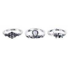 Knuckle Ring Tribal Ethic Hippe Stone Joint Finger Ring Ring Set for Women Moon Flower Elephant Pattern 10pcs Punk Style J4U66