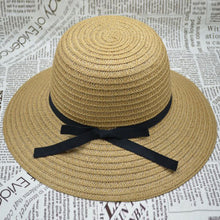 Korea Women Bowknot Large Brim Straw UA Protection Dome Hat Panama Cap Beach Hat J4U66