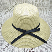 Korea Women Bowknot Large Brim Straw UA Protection Dome Hat Panama Cap Beach Hat J4U66