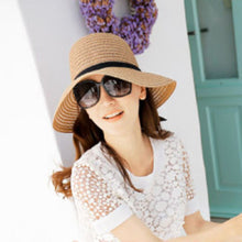 Korea Women Bowknot Large Brim Straw UA Protection Dome Hat Panama Cap Beach Hat J4U66