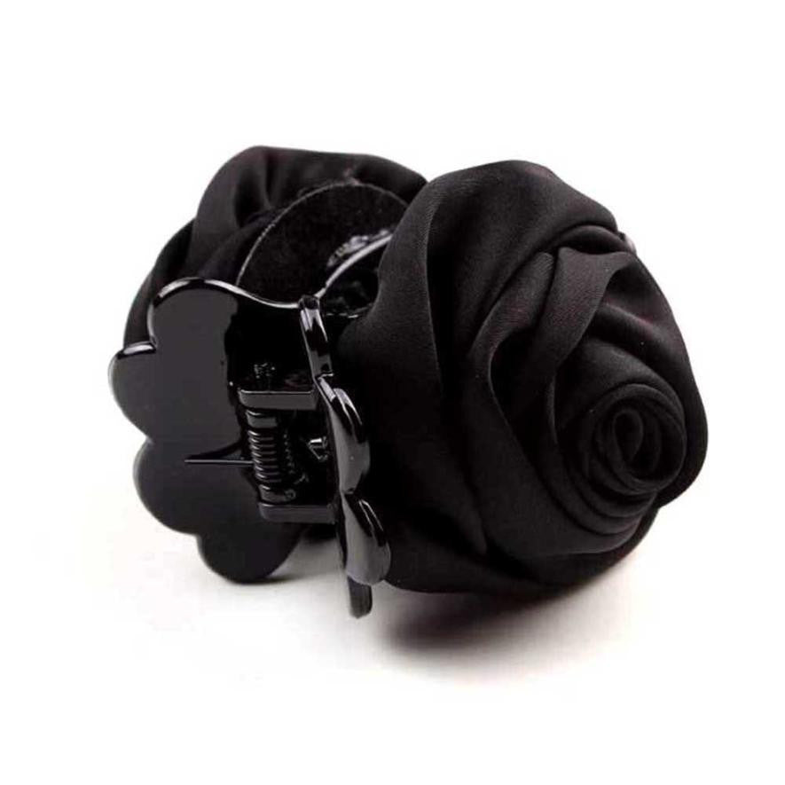 Korean Beauty Ribbon Rose Flower Bow Jaw Clip Barrette Hair Claws for Women Headwear Hair Accessories  J4U66