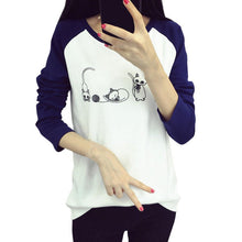 korean college wind women hoodies cartoon cat sweatshirts loose printed harajuku hoodie sudaderas J4U66