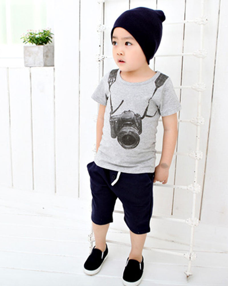Korean Cotton Printing Kids Boys T-shirt Children's Cartoon Camera Children Outwear T-shirts Tops 2-6Years J4U66