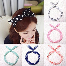 Korean Dots Bunny Rabbit Ear Ribbon Headwear Hairband Metal Wire Scarf Headband Hair Band Accessories  J4U66