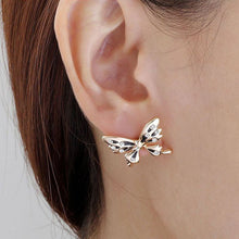 Korean Beautiful Butterfly Earrings Imitation Diamond Crystal Ear Clip Jewelry Cuff Ear Clip Wrap Earrings J4U66