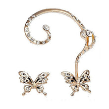 Korean Beautiful Butterfly Earrings Imitation Diamond Crystal Ear Clip Jewelry Cuff Ear Clip Wrap Earrings J4U66