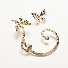 Korean Beautiful Butterfly Earrings Imitation Diamond Crystal Ear Clip Jewelry Cuff Ear Clip Wrap Earrings J4U66