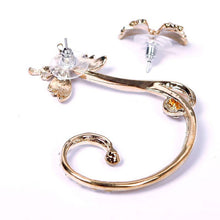 Korean Beautiful Butterfly Earrings Imitation Diamond Crystal Ear Clip Jewelry Cuff Ear Clip Wrap Earrings J4U66