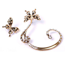 Korean Beautiful Butterfly Earrings Imitation Diamond Crystal Ear Clip Jewelry Cuff Ear Clip Wrap Earrings J4U66