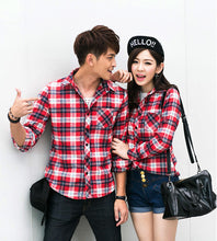korean men shirt plaid check pattern turn down collar long sleeve pocket casual tops forcouple men blouses tops blusas J4U66