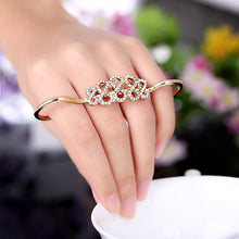 korean rings double refers opening ring crystal flower ring J4U66