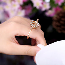 korean rings double refers opening ring crystal flower ring J4U66