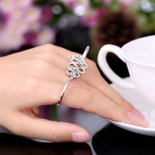 korean rings double refers opening ring crystal flower ring J4U66
