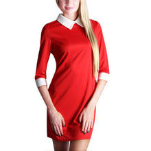 Korean Fashion Slim Long Sleeve Turn-down Collar Women Office Lady Style Dress J4U66