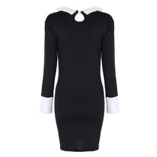 Korean Fashion Slim Long Sleeve Turn-down Collar Women Office Lady Style Dress J4U66
